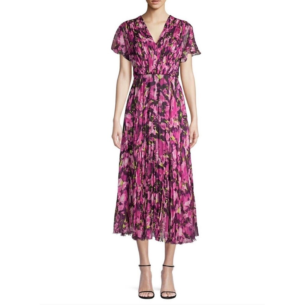 Jason Wu Collection Dress Size 6 Pink Floral Pleated Midi Romantic Feminine